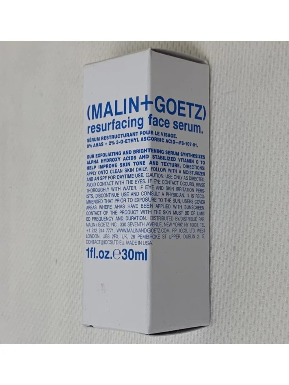 Malin+Goetz Resurfacing Face Serum 30ml Exfoliate Brighten 1 Fl Oz Made USA NEW